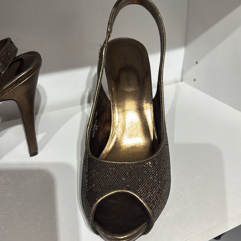 Lulu Townsend Glittering Brown Slingback Heels - Picture 2 of 4